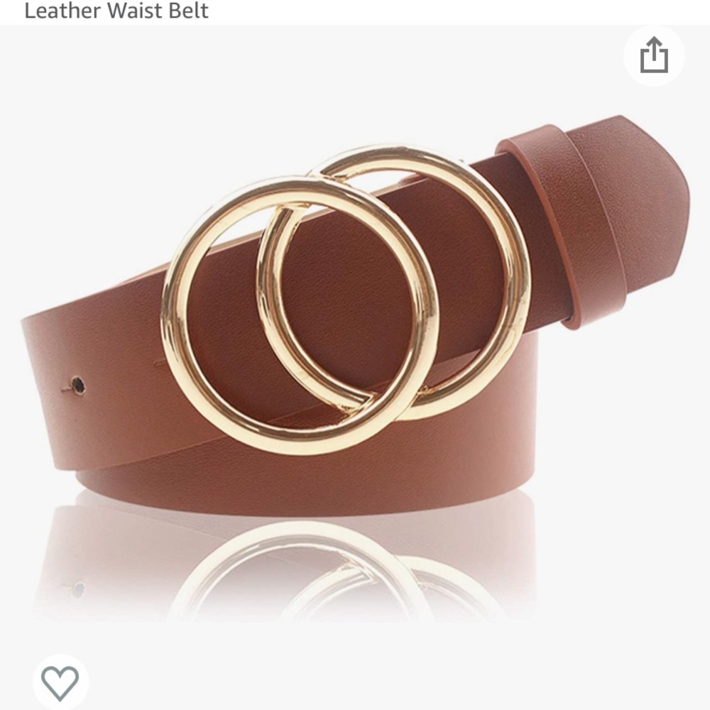 SOLD Udekit Women's Brown PU Leather Belt Double O Ring Soft Faux Leather Belt